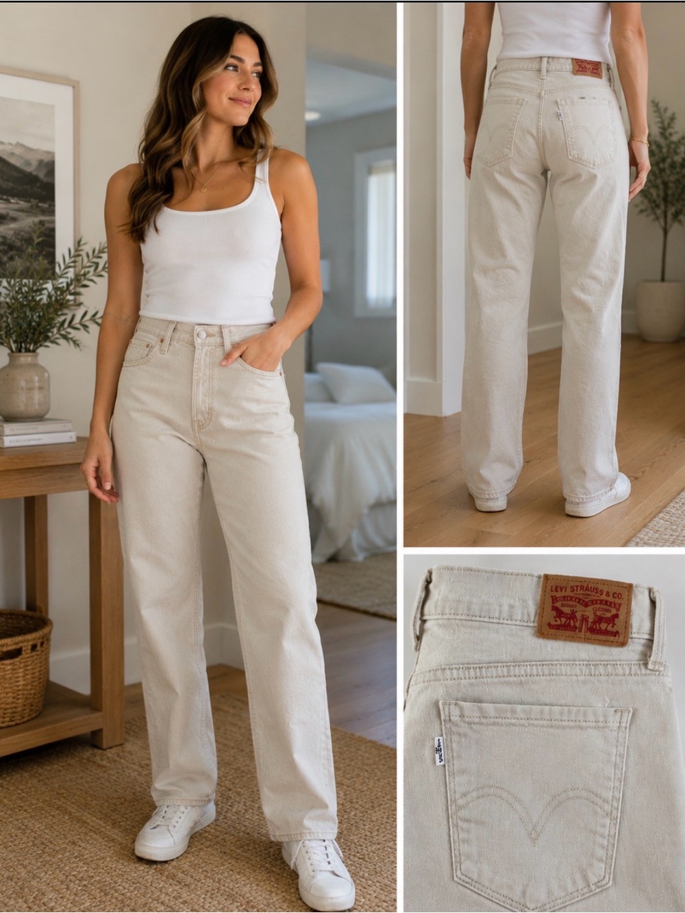 Levi's 505 Light Beige Straight-Leg Jeans